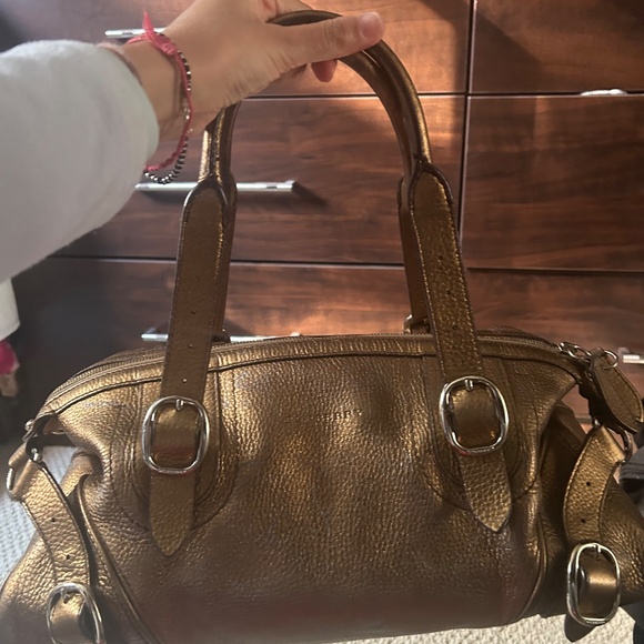 Authentic Burberry Gold Leather Satchel - Picture 5 of 10